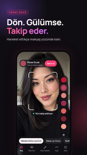 Yapay zeka yüz takibi, başını çevirdiğinde makyajı yerinde tutar